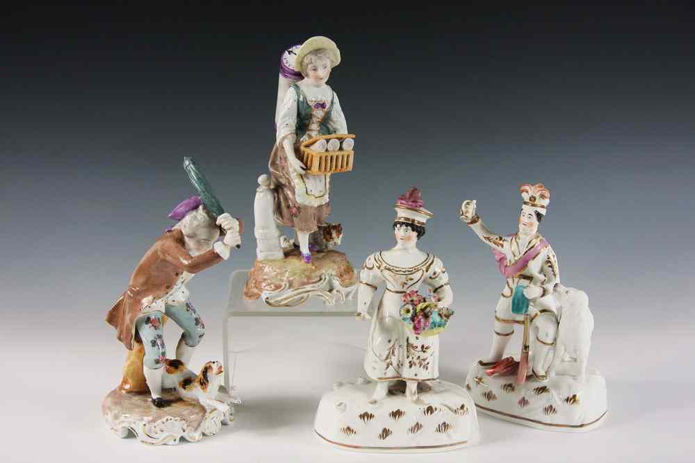 Appraisal: EARLY PORCELAIN FIGURES - Two Pair of Early th c