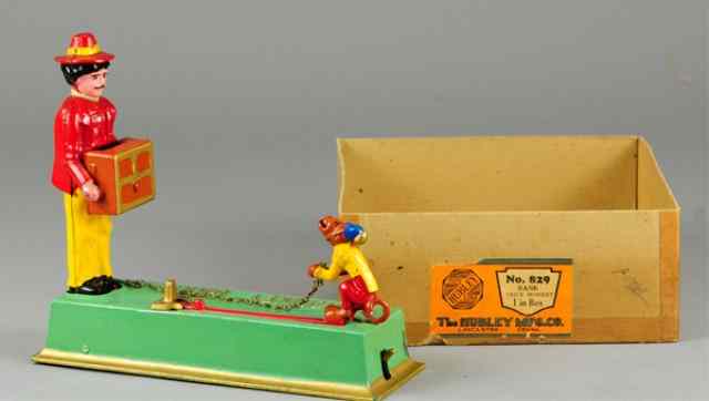 Appraisal: MONKEY MECHANICAL BANK WITH PARTIAL BOX Hubley Mfg Co circa