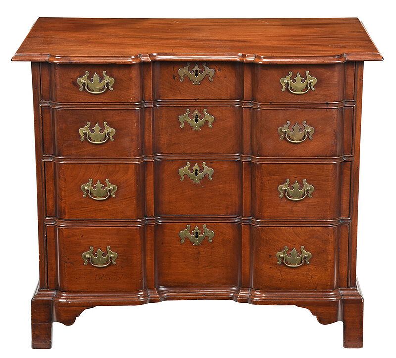 Appraisal: Fine Diminutive Chippendale Block Front Chest Boston - dense figured