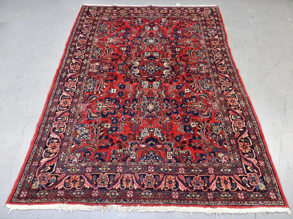 Appraisal: ANTIQUE PERSIAN HAMADAN RUG Middle EastEarly th CenturyWhite green pink