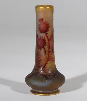 Appraisal: A Daum Nancy enamelled glass vase swollen with tapering neck