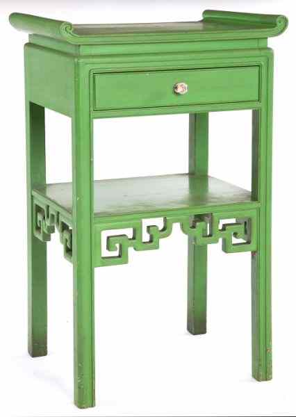 Appraisal: Painted Chinese Style Bedside Tablecirca s green painted teak wood