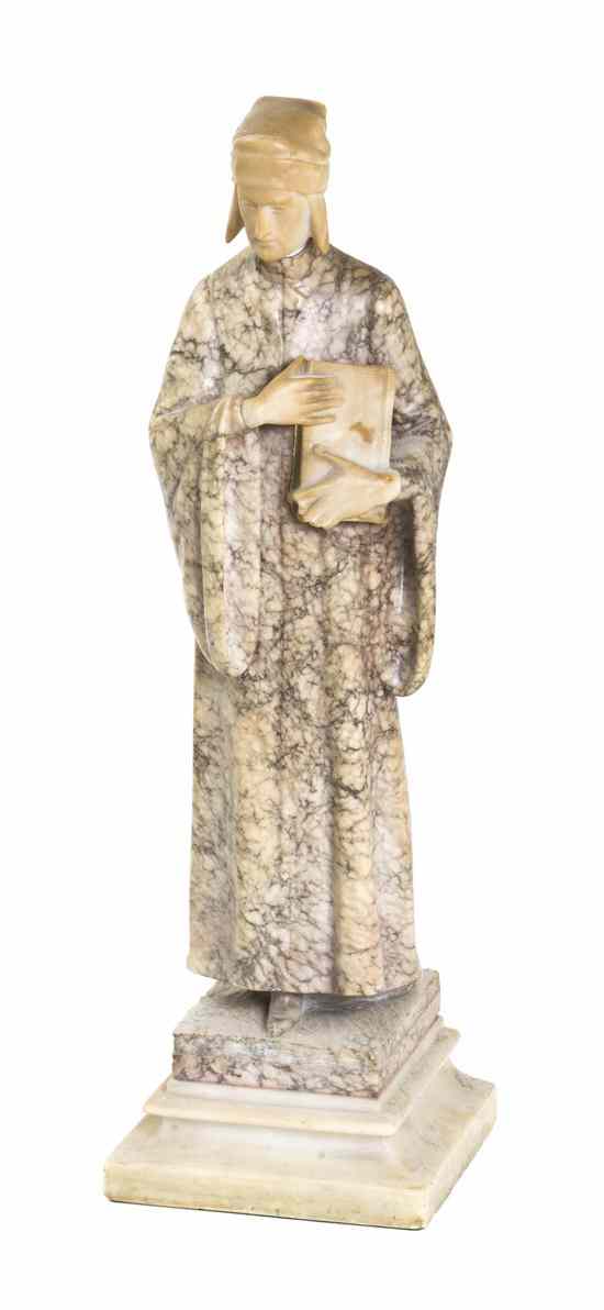 Appraisal: An Italian Marble Statue depicting Dante raised on a stepped