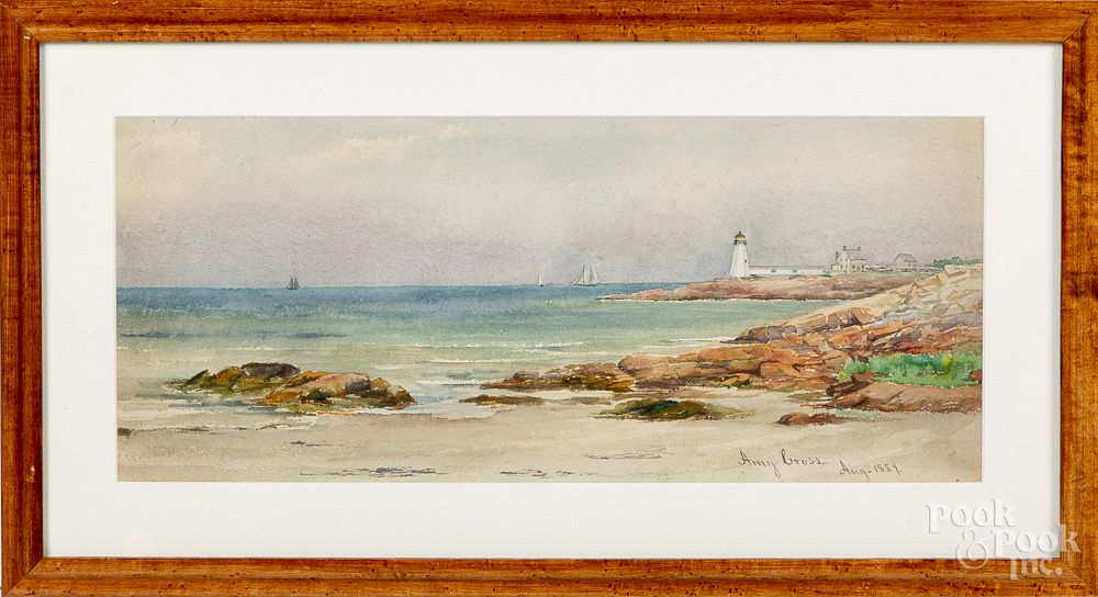 Appraisal: Watercolor coastal scene Watercolor coastal scene signed Amy Cross x