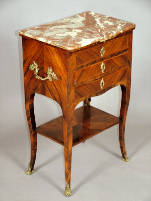 Appraisal: A Louis XV kingwood and parquetry table en chiffonier mid