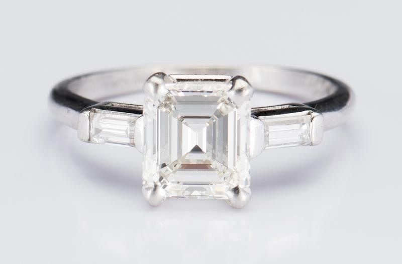 Appraisal: Plat ct Emerald Cut Diamond Ring Platinum diamond ring with