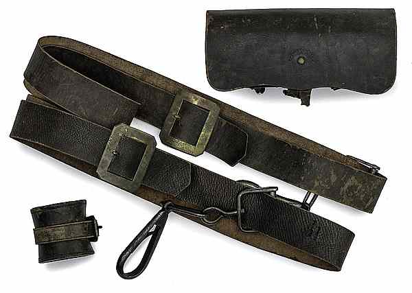 Appraisal: Civil War Assorted Cavalry Leather Items Lot of Four Lot