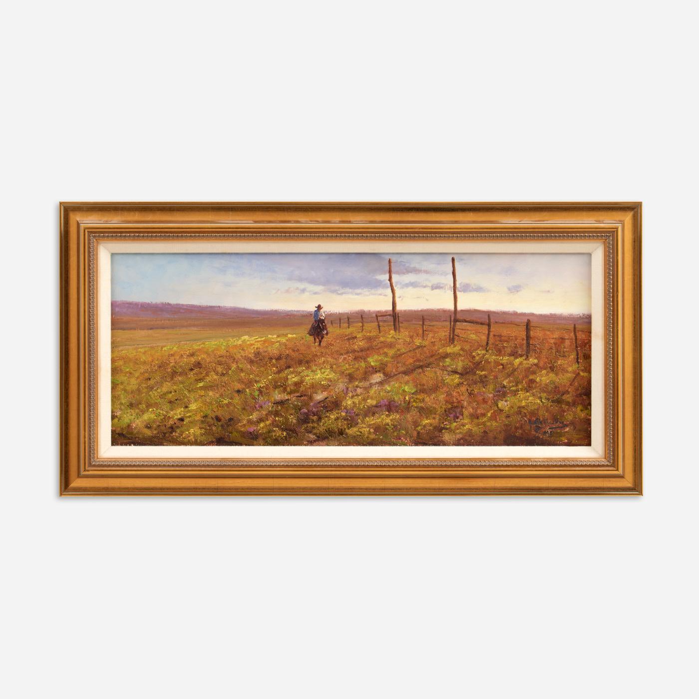 Appraisal: JUDITH MACKEY UNTITLED WESTERN SCENE OIL Judith Mackey Kansas -