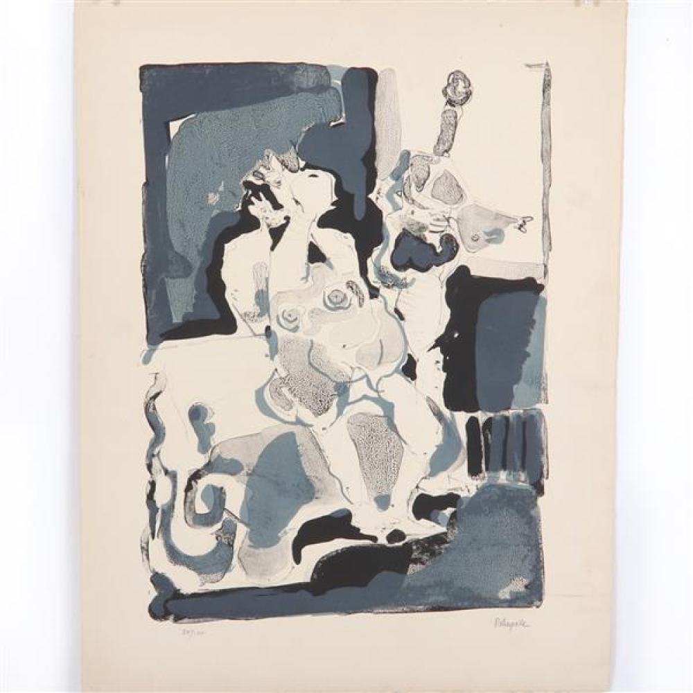 Appraisal: PAUL REBEYROLLE FRENCH - UNTITLED ABSTRACT NUDES LITHOGRAPH H X