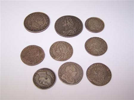 Appraisal: A group of early milled coinage to include a George