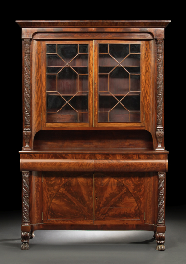 Appraisal: Rare American Late Classical Mahogany Stepback Cabinet second quarter th