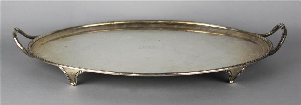 Appraisal: TIFFANY CO SILVER OVAL TWO-HANDLED TEA TRAY - Tiffany Co