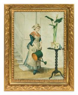 Appraisal: Auguste Serrure Belgian - La femme a l'arrosoir oil on