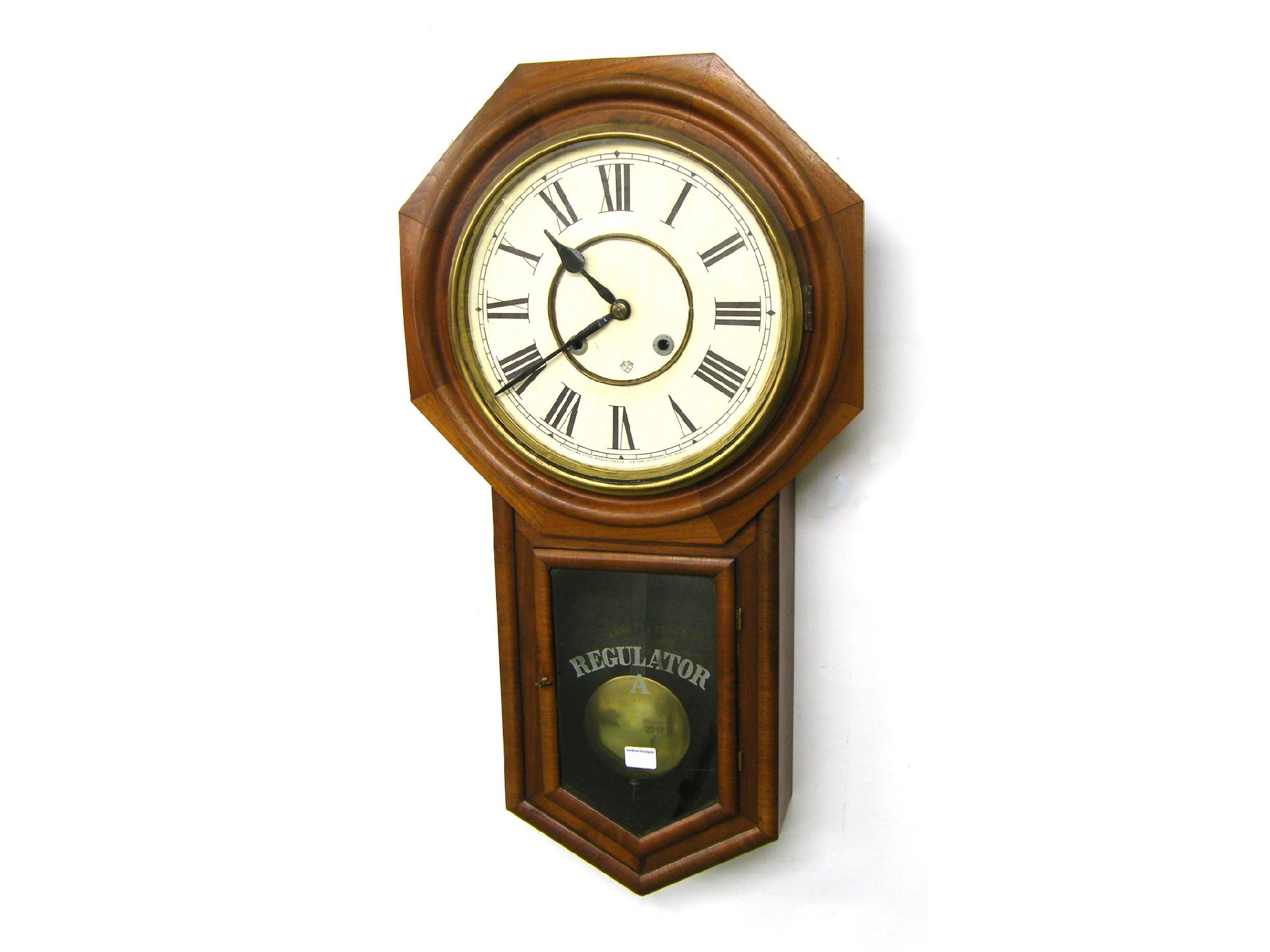 Appraisal: American Ansonia regulator two train drop dial wall clock with