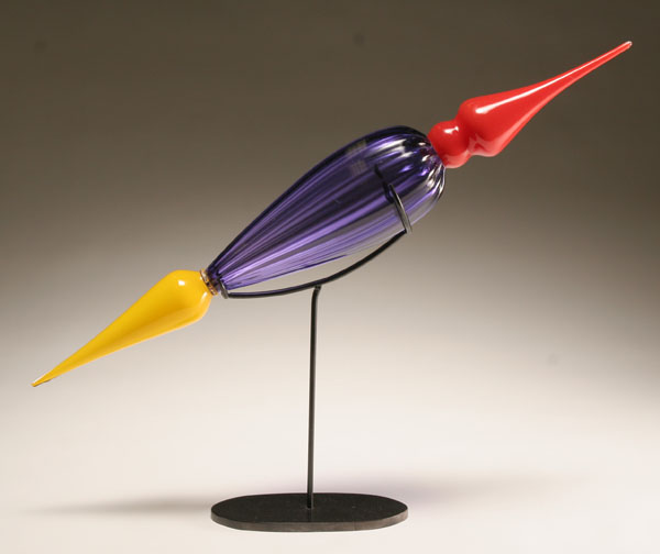 Appraisal: Monson bullet form glass sculpture in Memphis style Purple center