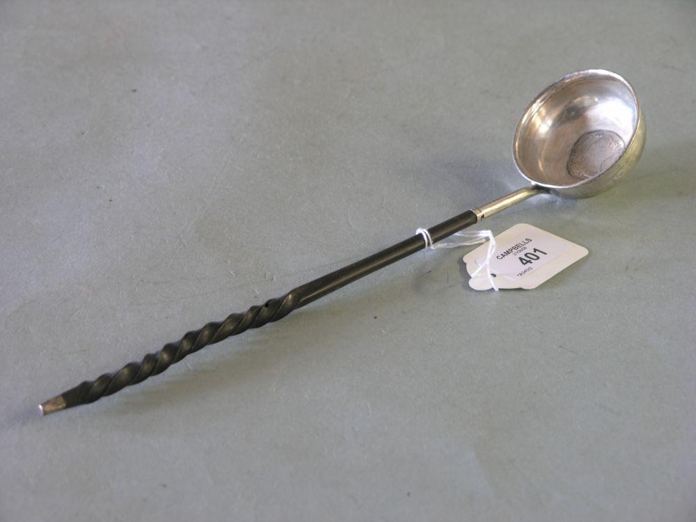 Appraisal: An th century silver toddy ladle silver bowl with inset