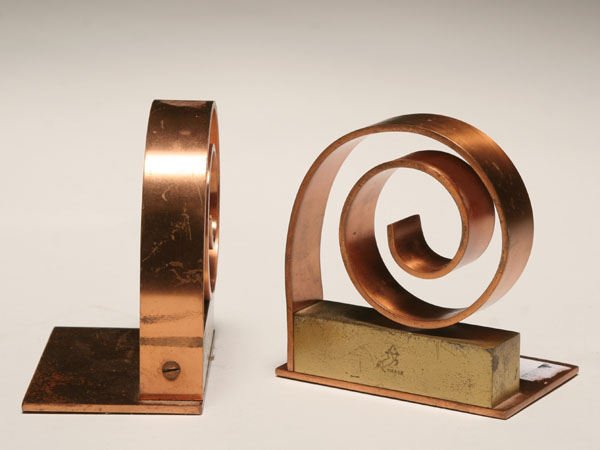 Appraisal: Walter Von Nessen design for Chase copper spiral bookends H