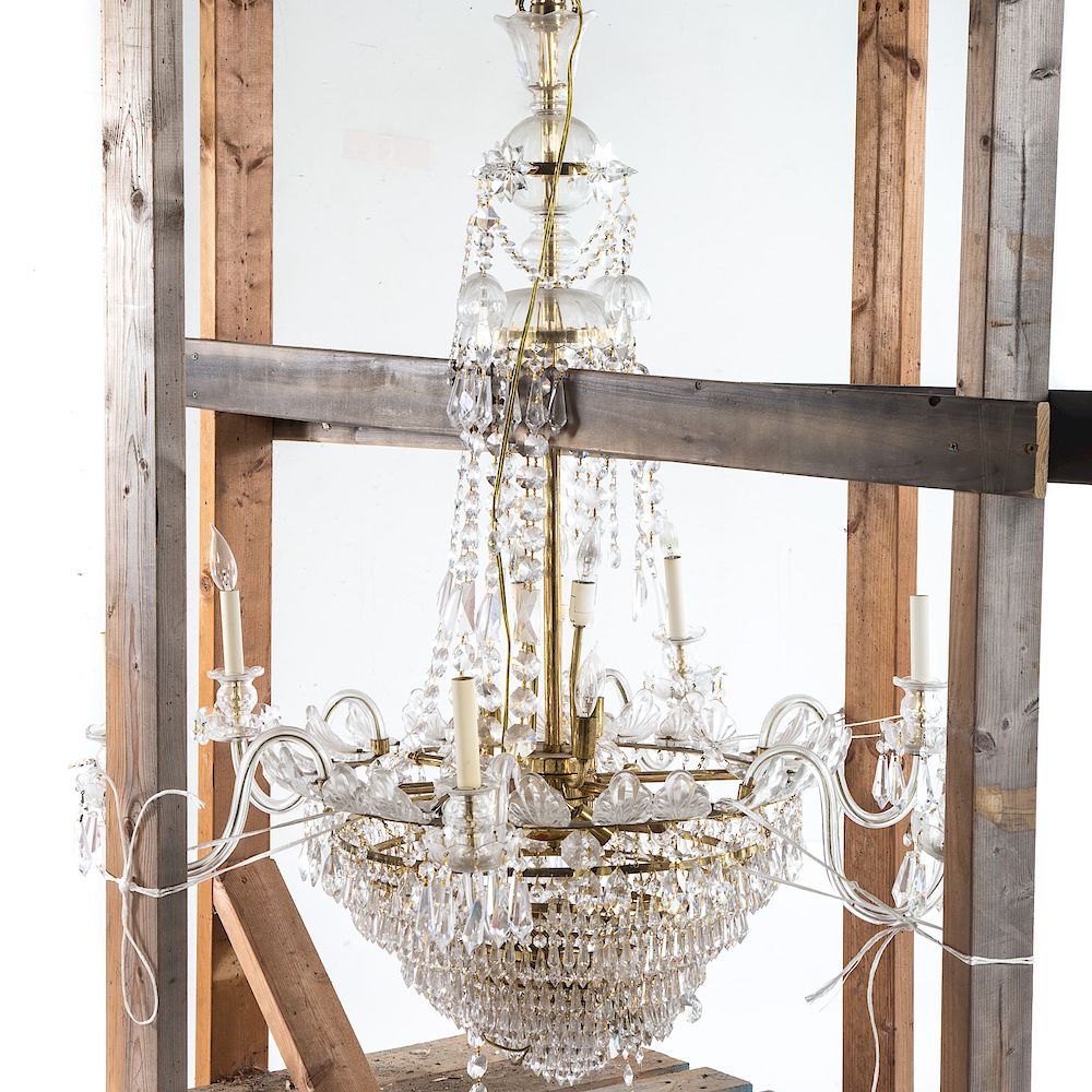 Appraisal: Empire Style Cut Crystal Chandelier th century graduated round and