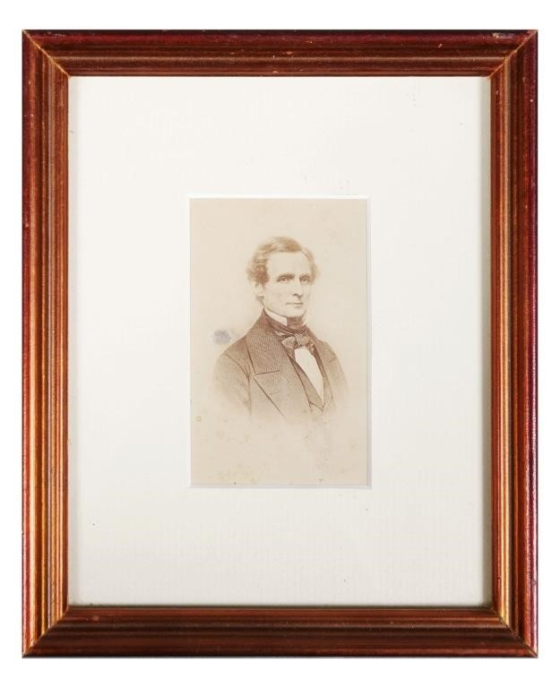 Appraisal: Framed original CDV card photograph of CSA President Jefferson Davis