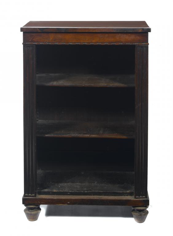 Appraisal: A WILLIAM IV GRAINED ROSEWOOD OPEN BOOKCASE with beaded frieze