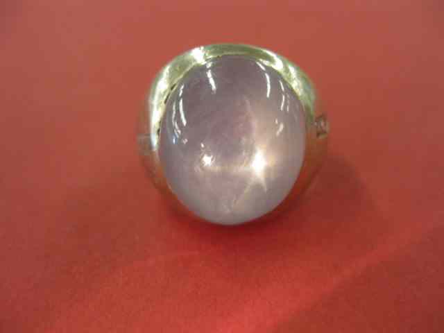 Appraisal: Star Sapphire Man's Ring carat cabochon gem with baguette diamond