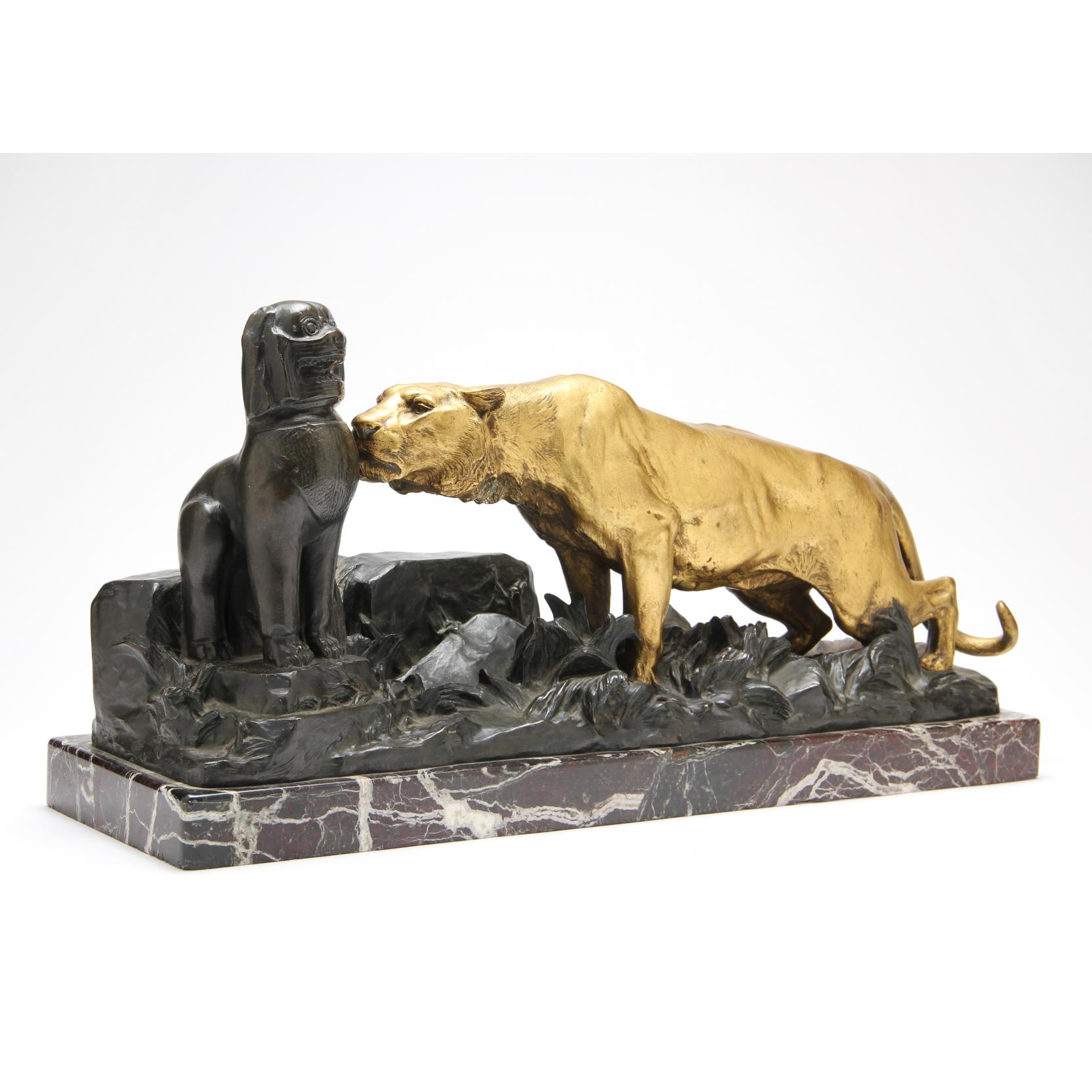 Appraisal: Georges Gardet Fr - Lioness Discovering a Foo Dog patinated