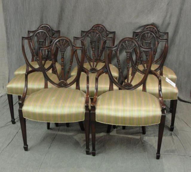 Appraisal: Mahogany Shield Back Dining Chairs Possibly Kittinger From a Harrison