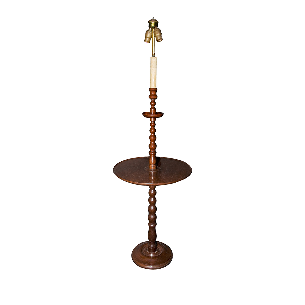 Appraisal: George III Style Mahogany Candlestick Lamps Height inches