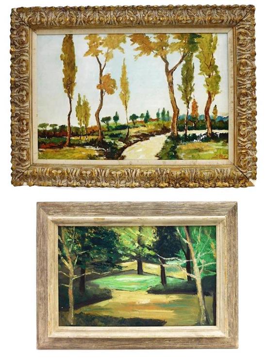 Appraisal: Two oils on canvas depicting summer landscapes first by Ugo