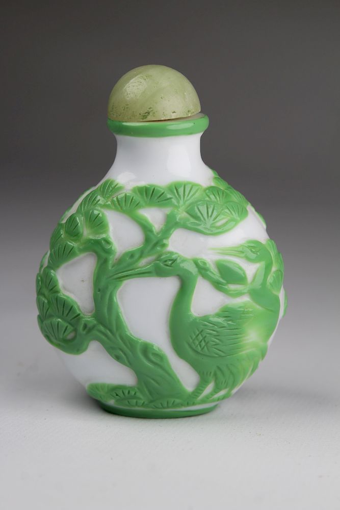 Appraisal: Chinese Snuff Bottle W Jade Stopper Chinese Snuff Bottle W