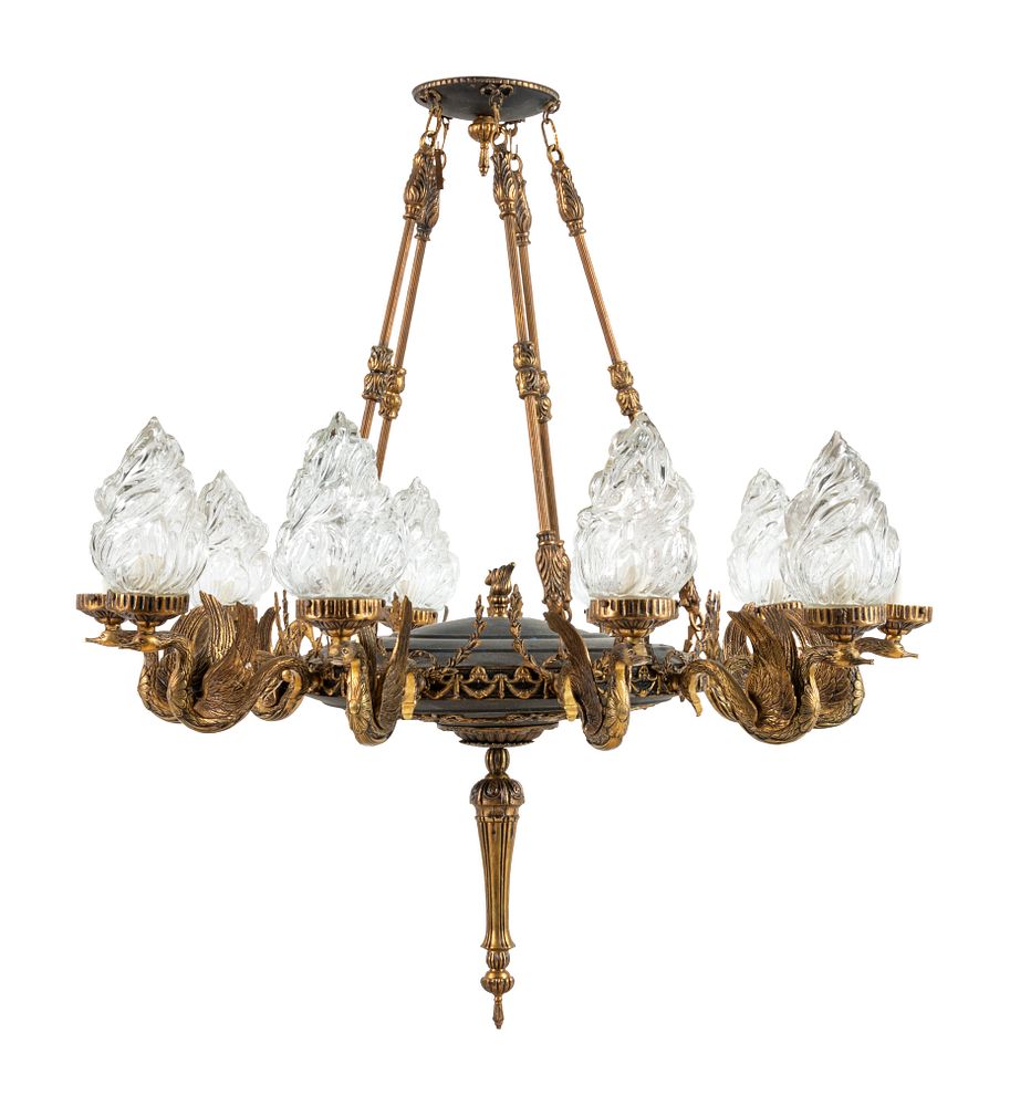 Appraisal: A Neoclassical Style Gilt Metal and Glass Fixture A Neoclassical