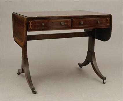 Appraisal: Regency Inlaid and Satinwood-Banded Rosewood Sofa Table x in extended