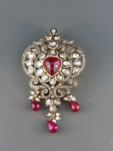 Appraisal: Ruby and Diamond Broach rich red rubies total over carats