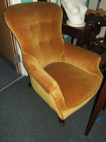 Appraisal: A Victorian mahogany and gold Draylon upholstered arm chair with