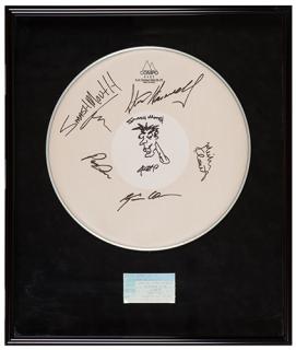 Appraisal: Smash Mouth Autographed Drum-Head Display From the tour a shadowbox