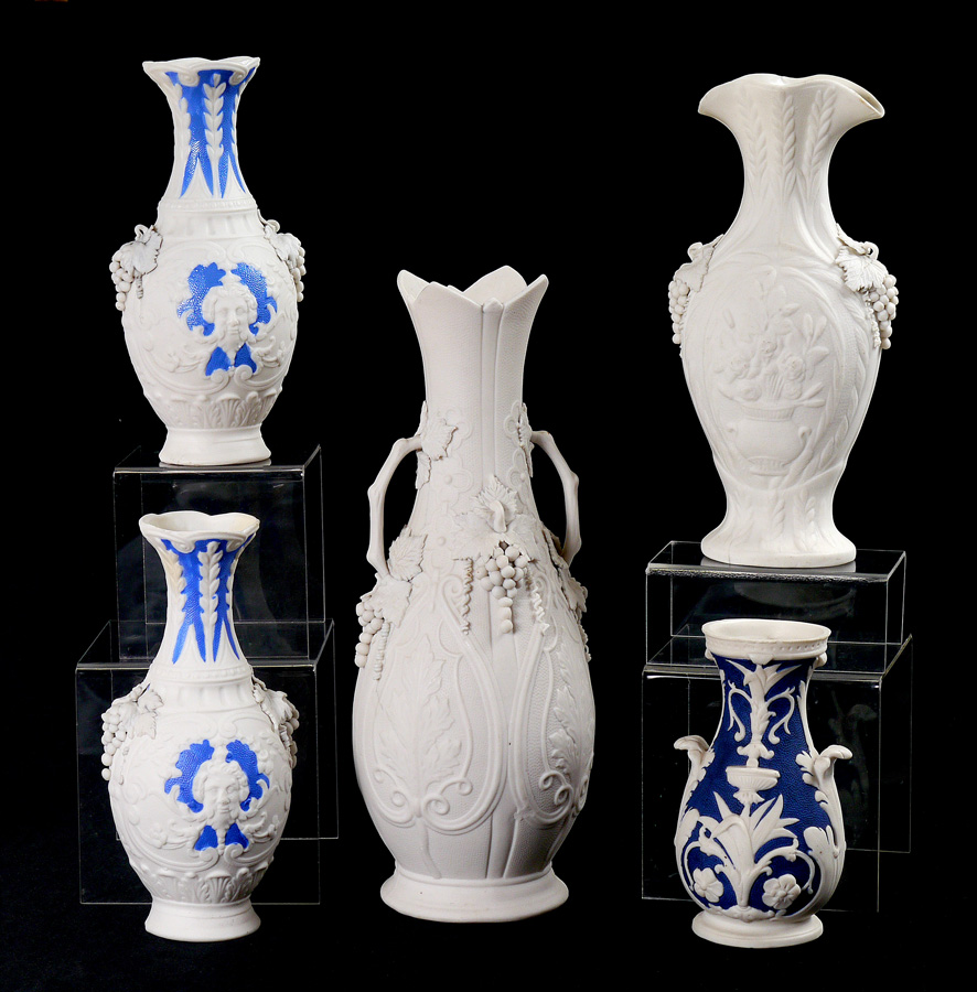 Appraisal: PARIAN VASES INCLUDING BENNINGTON pieces total to include Double twig