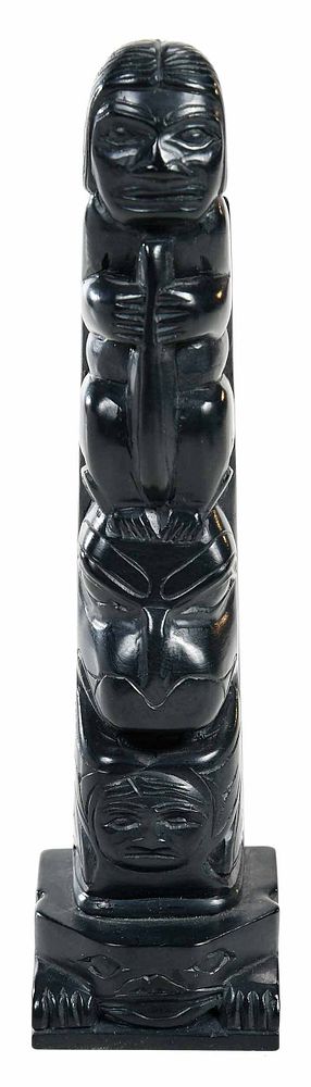 Appraisal: Northwest Coast Carved Argillite Model Totem finely carved with animal