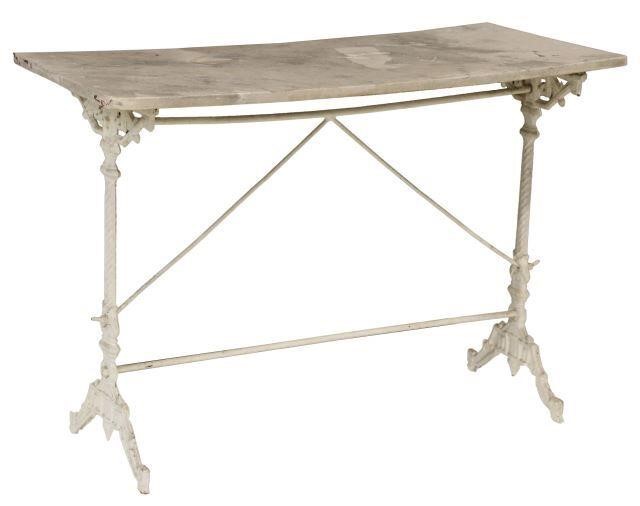 Appraisal: Continental marble-top cast iron bistro table th c rectangular marble