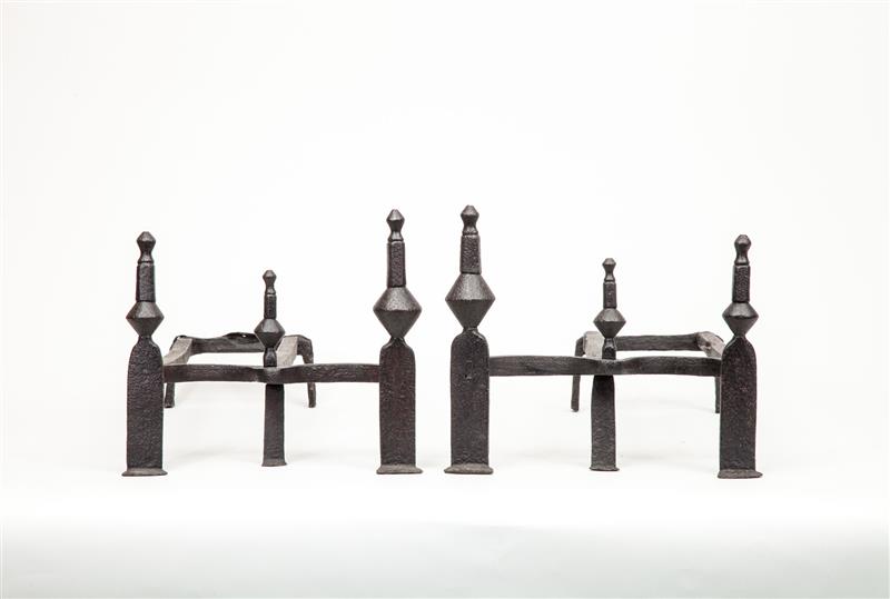 Appraisal: Pair of Andirons th Century Wrought-iron x x in From