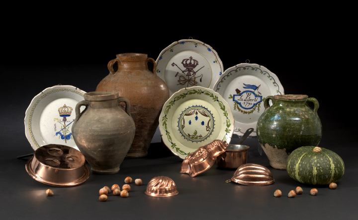 Appraisal: Four Late th-Century French Faience Plates including a rare Revolutionary-Period