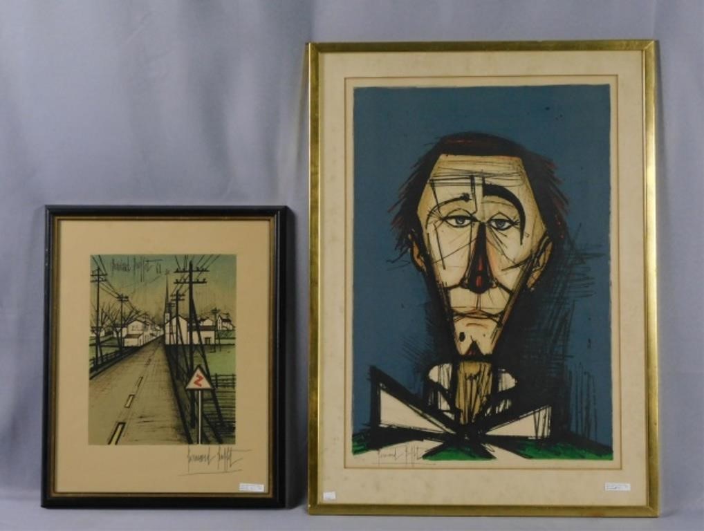 Appraisal: BERNARD BUFFET - FRANCE TWO FRAMED ANDglazed colored lithographs To