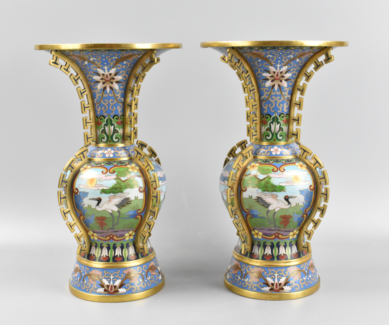 Appraisal: A pair of Chinese Cloisonne Gu vases dating from the