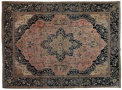 Appraisal: Finely woven Moteshem Kashan rug elaborate central medallion on pale