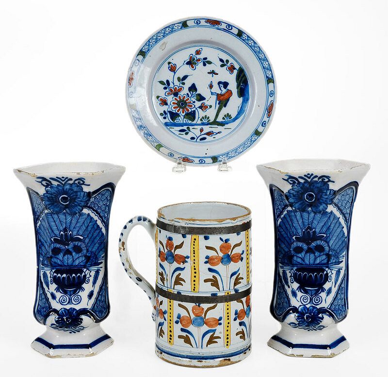 Appraisal: Lot of Four Dutch and English Delft Table Items th