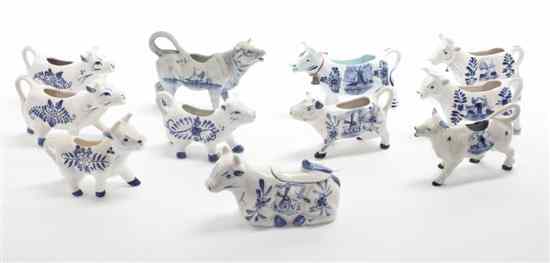 Appraisal: A Collection of Twelve Delft and Delft Style Ceramic Cow