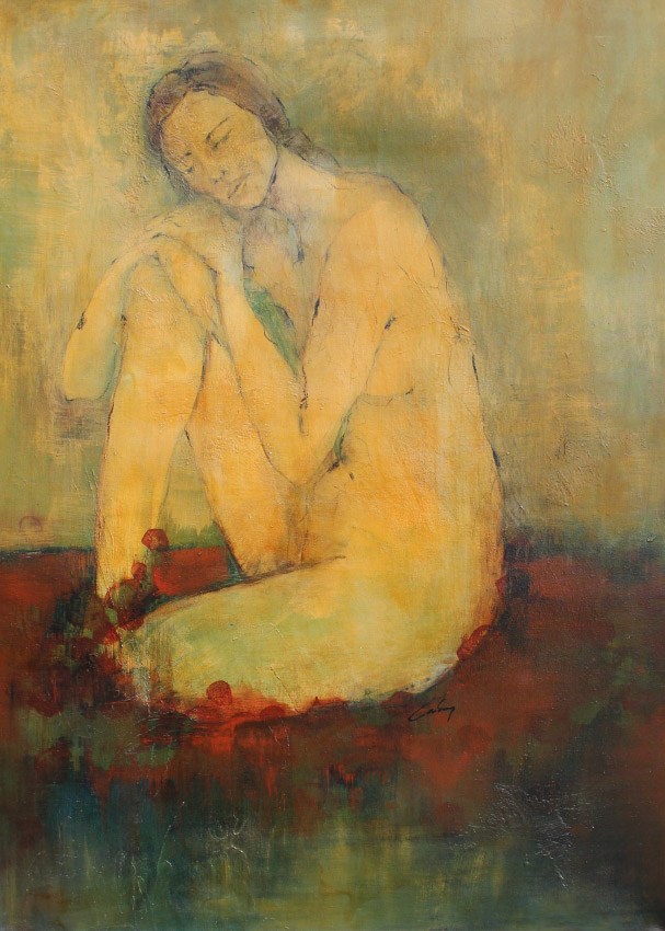 Appraisal: NIBERT Aubrey American - Seated Nude Oil Canvas '' x