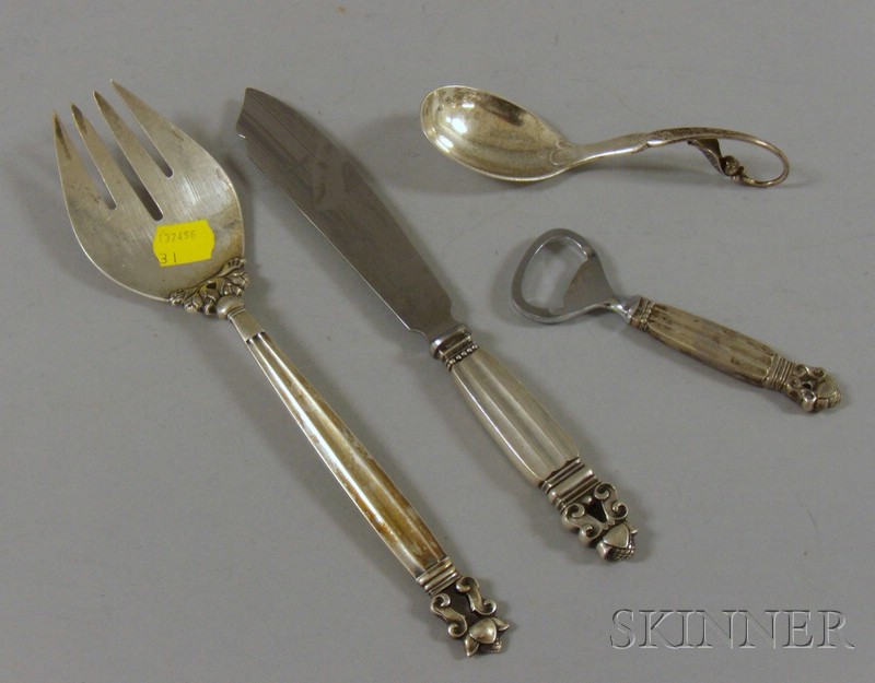 Appraisal: Three Georg Jensen Sterling Silver Serving Flatware Articles and a