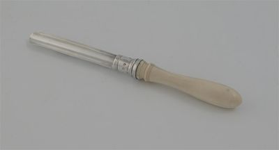 Appraisal: A George III apple corer with a turned ivory handle