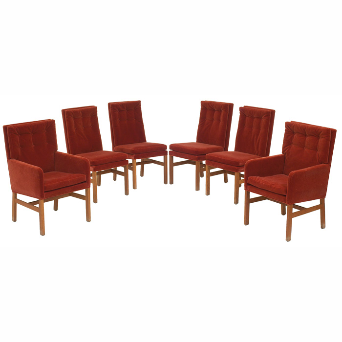 Appraisal: s dining chairs maker unknown four side chairs and two