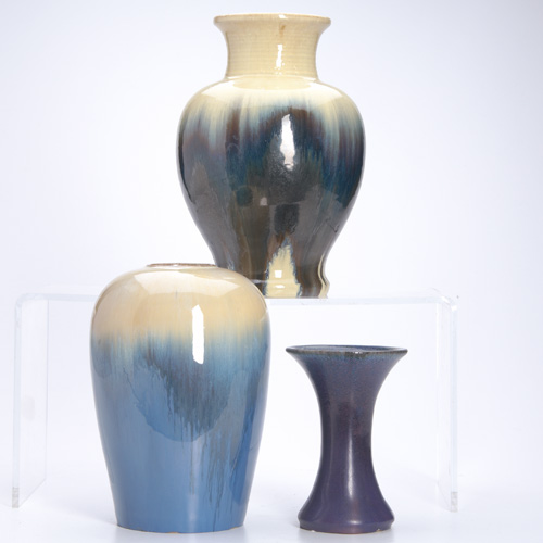 Appraisal: FULPER Three vases in assorted glazes Bruise to rim of